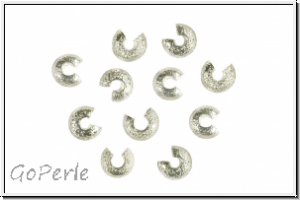 Kaschierperlen, "Crimp Cover", 3mm, diamantiert, silberfb., Metall, 10 Stk.
